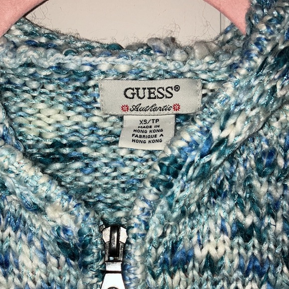 Guess speckled shimmer blue hooded zip up sweater - Picture 6 of 6